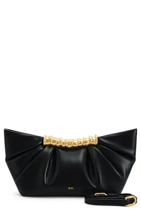 Leia Pleated Faux Leather Clutch
