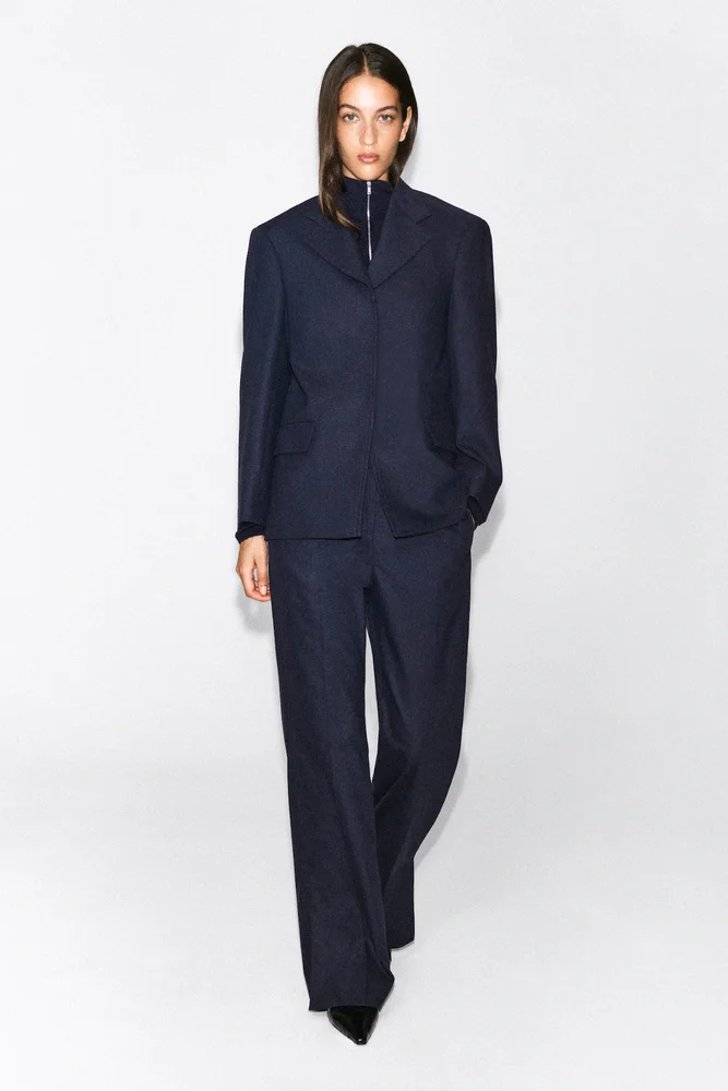Wool-blend flared pants