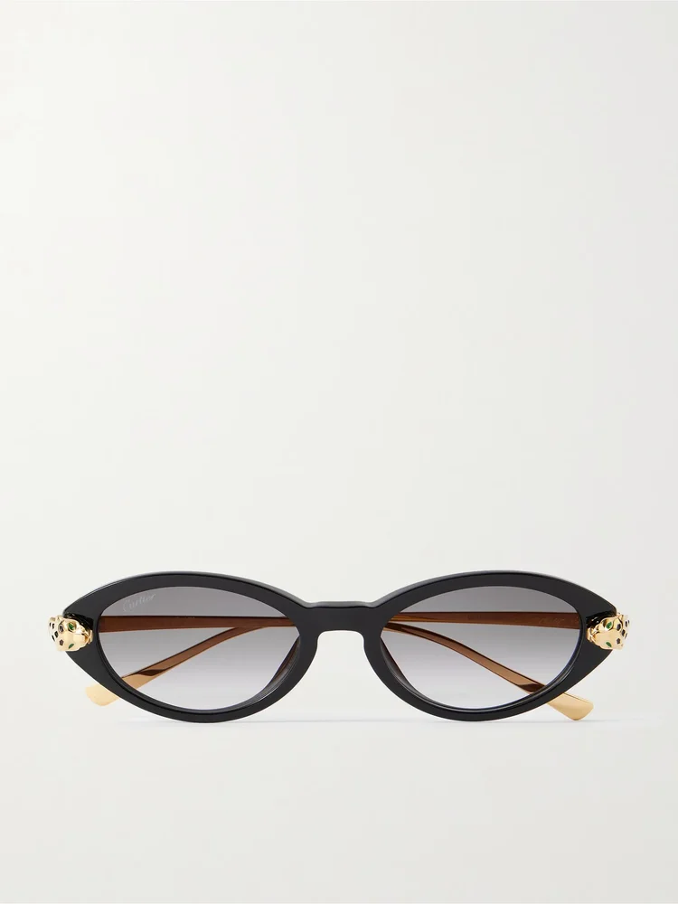 Panthère de Cartier oval-frame acetate and gold-tone sunglasses