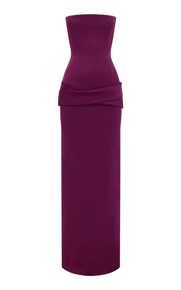 Strapless Draped Satin Crepe Gown