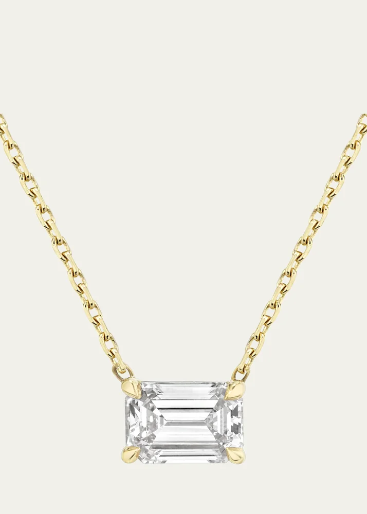 Emerald-Cut Solitaire Lab Grown Diamond Necklace, 1.0tcw