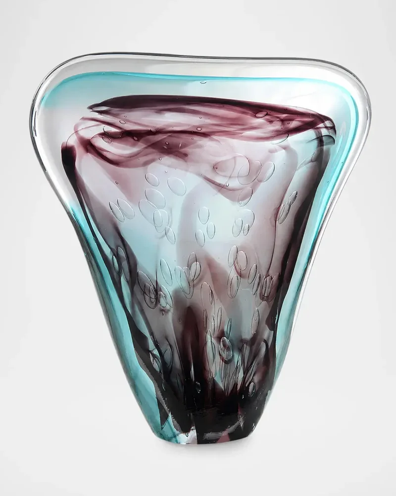 Eggplant Purple and Turquoise Handblown Glass Sculpture II