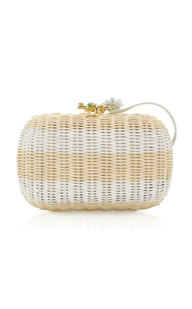 Knot Striped Wicker Clutch