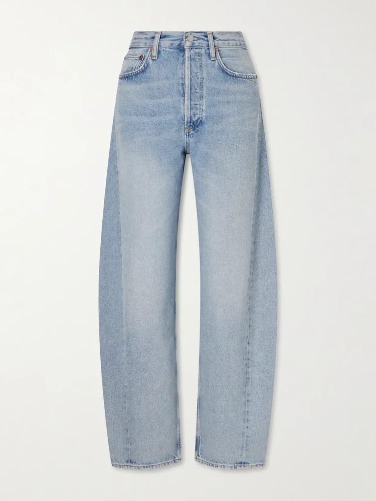 luna pieced high rise wide leg jeans