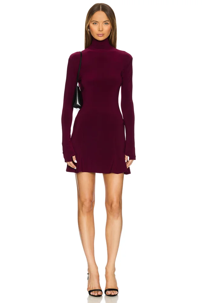 Long Sleeve Turtleneck Fishtail Mini Dress