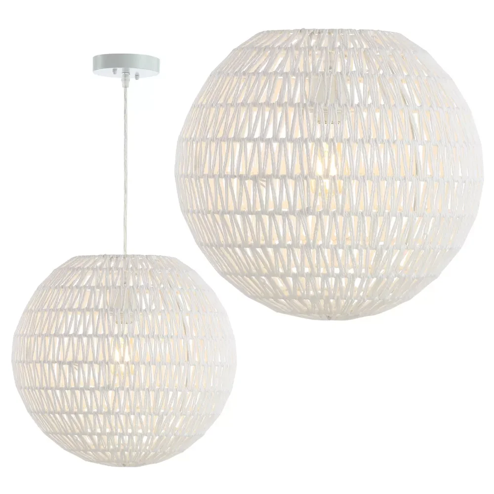 LED Woven Rattan Orb Pendant, 15.7"