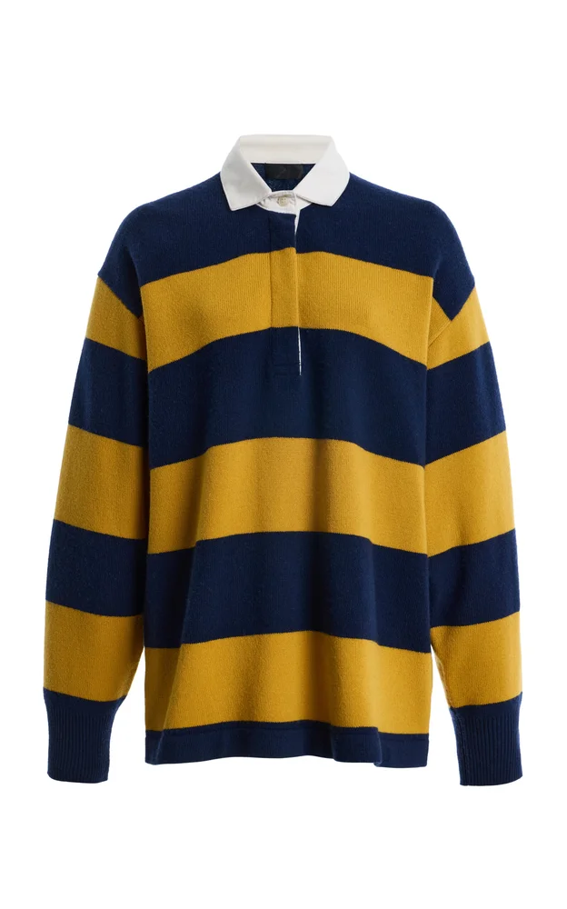 Rashida Striped Wool-Cashmere Rugby Sweater
