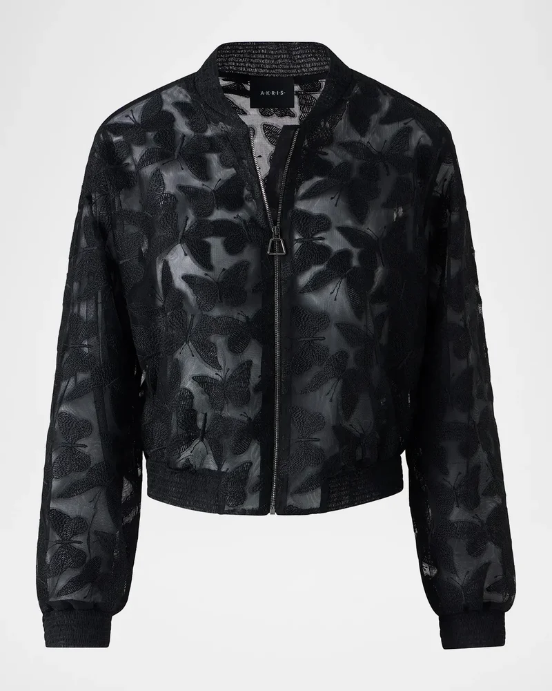 Butterfly Embroidered Bomber Jacket