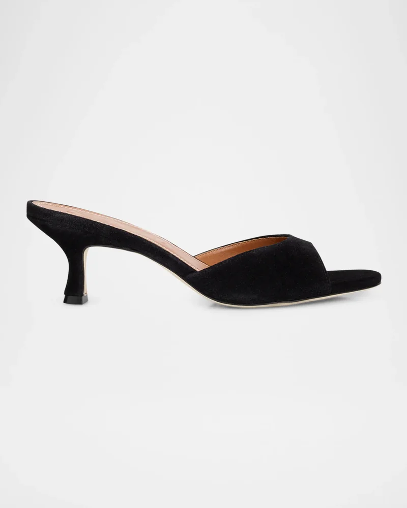 55mm Brigitte Suede Kitten-Heel Mules