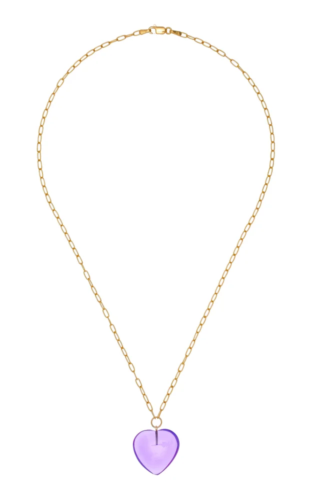 14K Yellow Gold Amethyst Heart Necklace