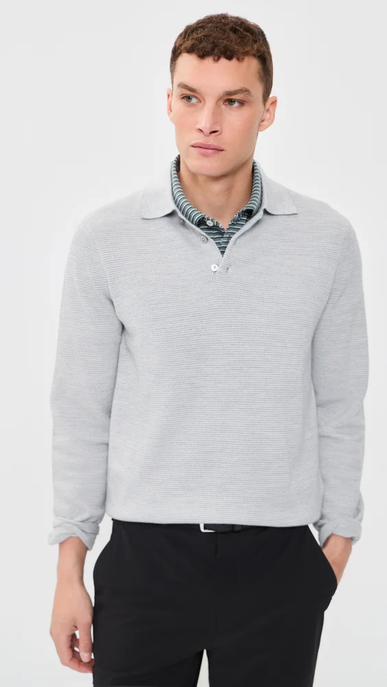 Merino Coolmax Striped Polo Sweater