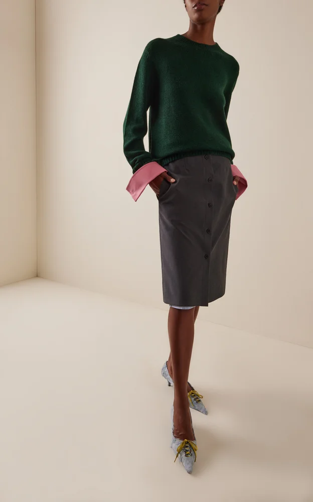 Color-Blocked Wool-Cashmere Sweater