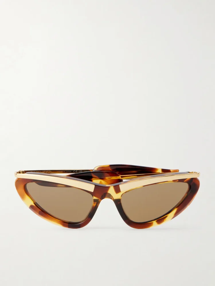 Cat-eye gold-tone and tortoiseshell acetate sunglasses