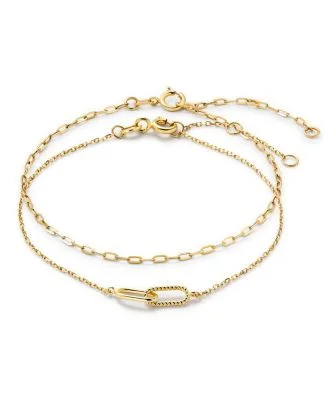 Gold Bracelet Set - Gold Link Bracelet Set