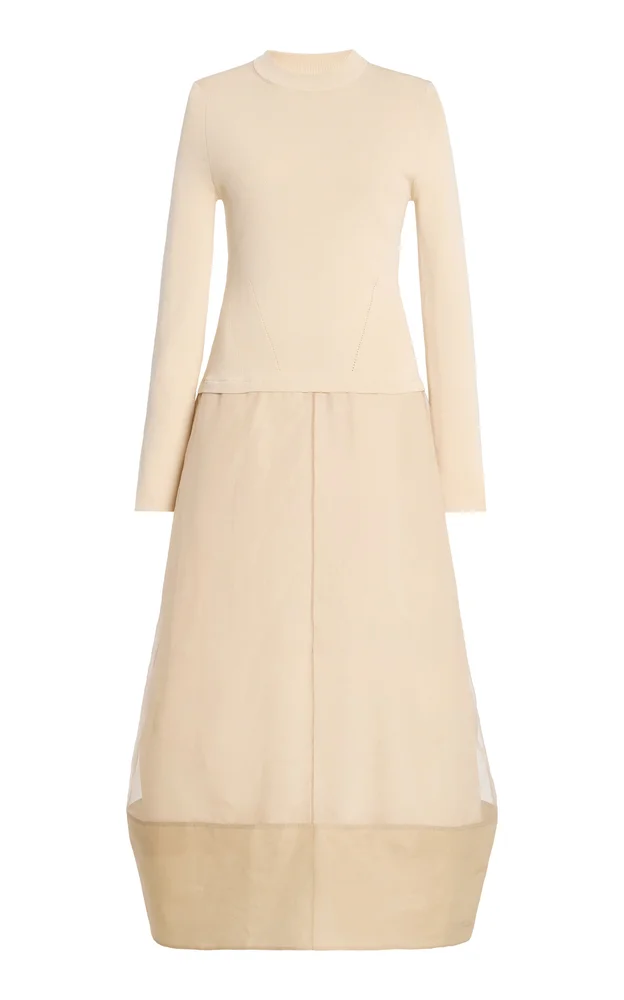 Maril Knit Organza Midi Dress