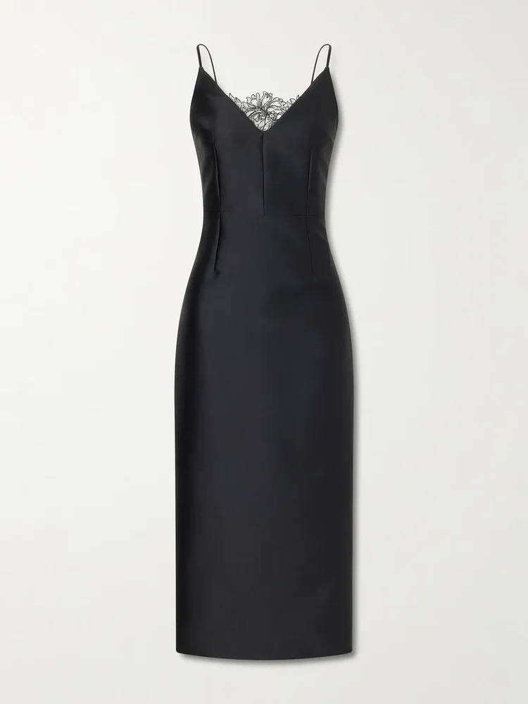 Manolo Blahnik Libera lace-trimmed cady midi dress