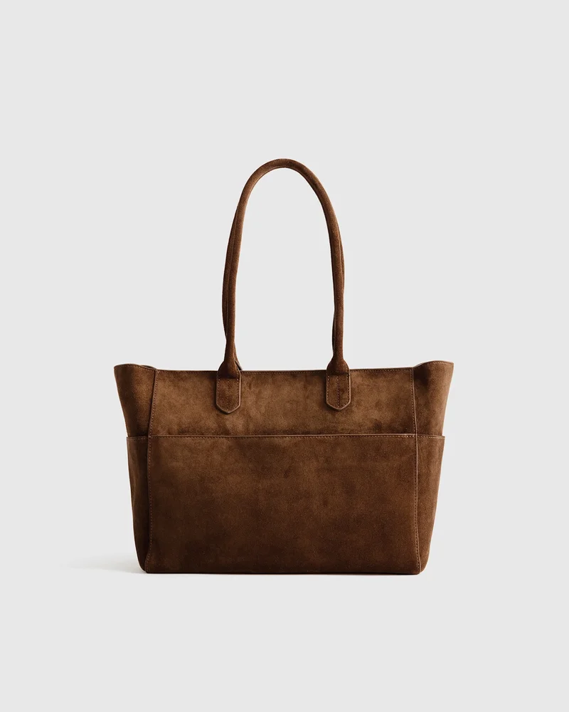 Italian Suede Shopper Tote in Midnight