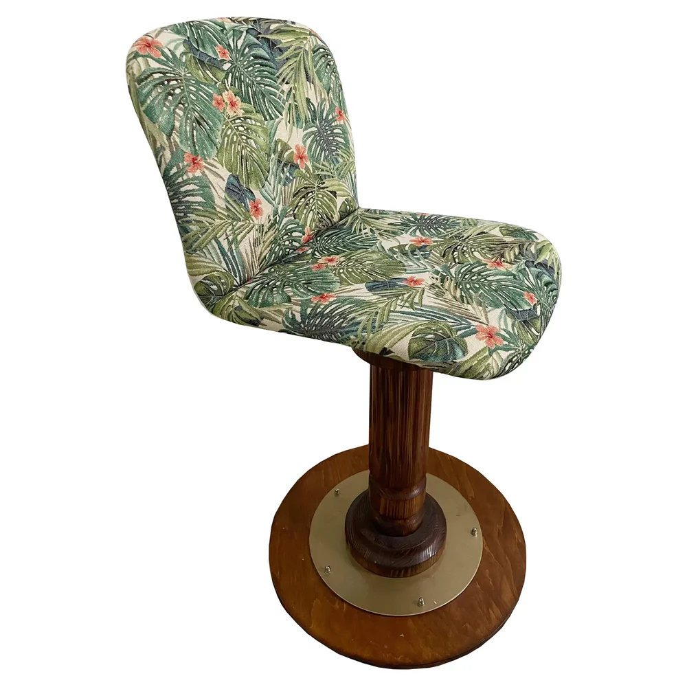 Flowers and Wood Swivel Bar Stool