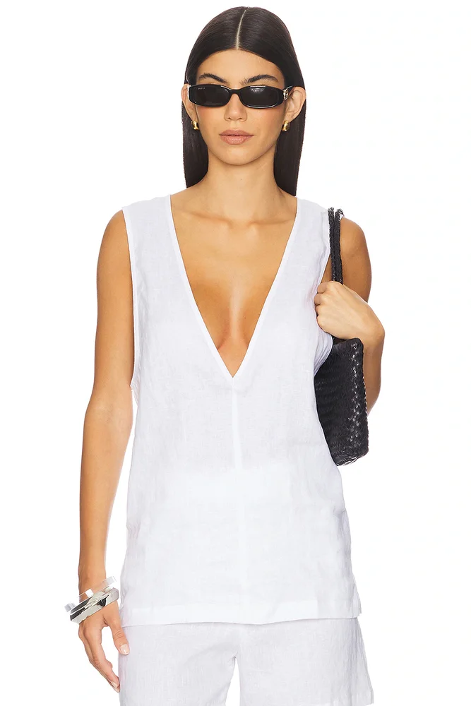 Linen V Neck Top