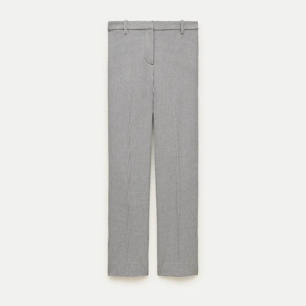 Café capri in gingham bi-stretch cotton blend