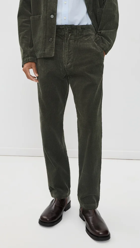 Aden Relaxed Corduroy Trousers (Dark Army)