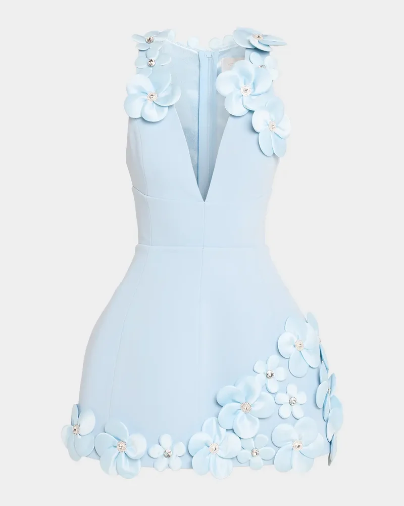 Estelle Floral Applique Fit-&-Flare Mini Dress