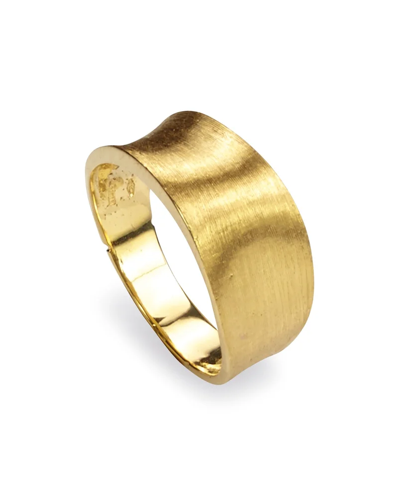 18K Yellow Gold Engraved Lunaria Small Band Ring