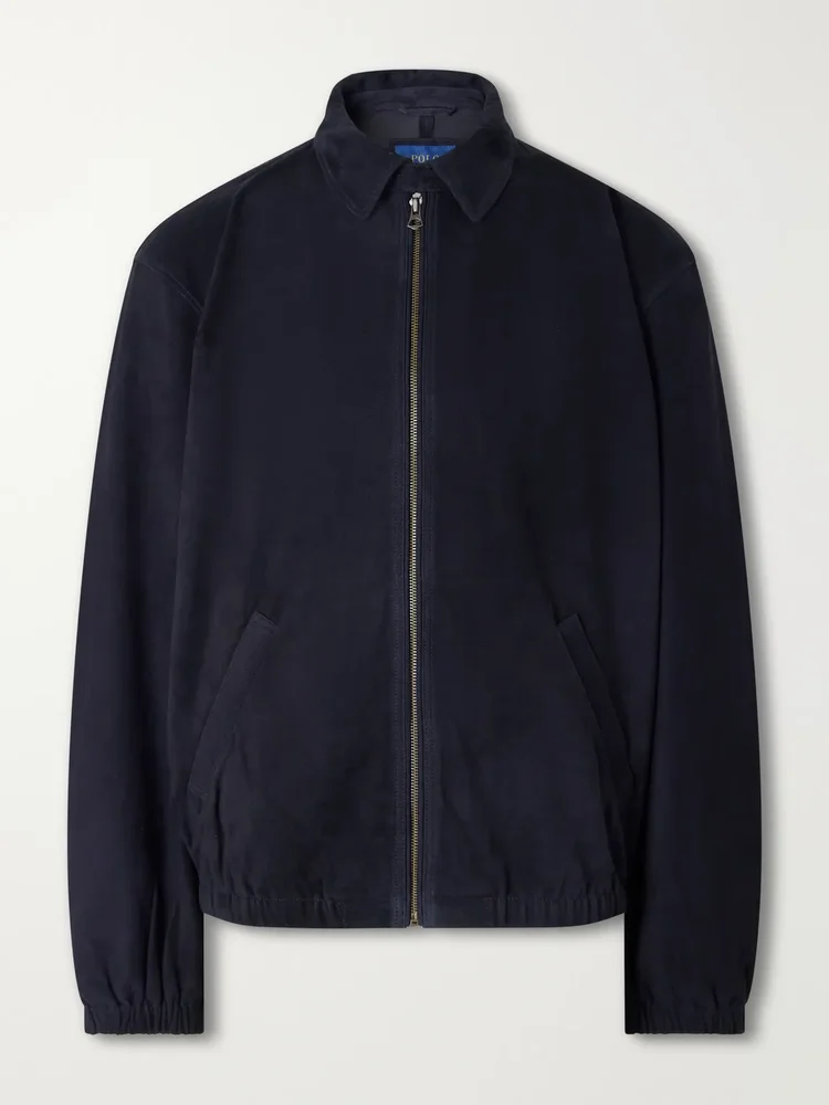 Logo-Embroidered Suede Jacket