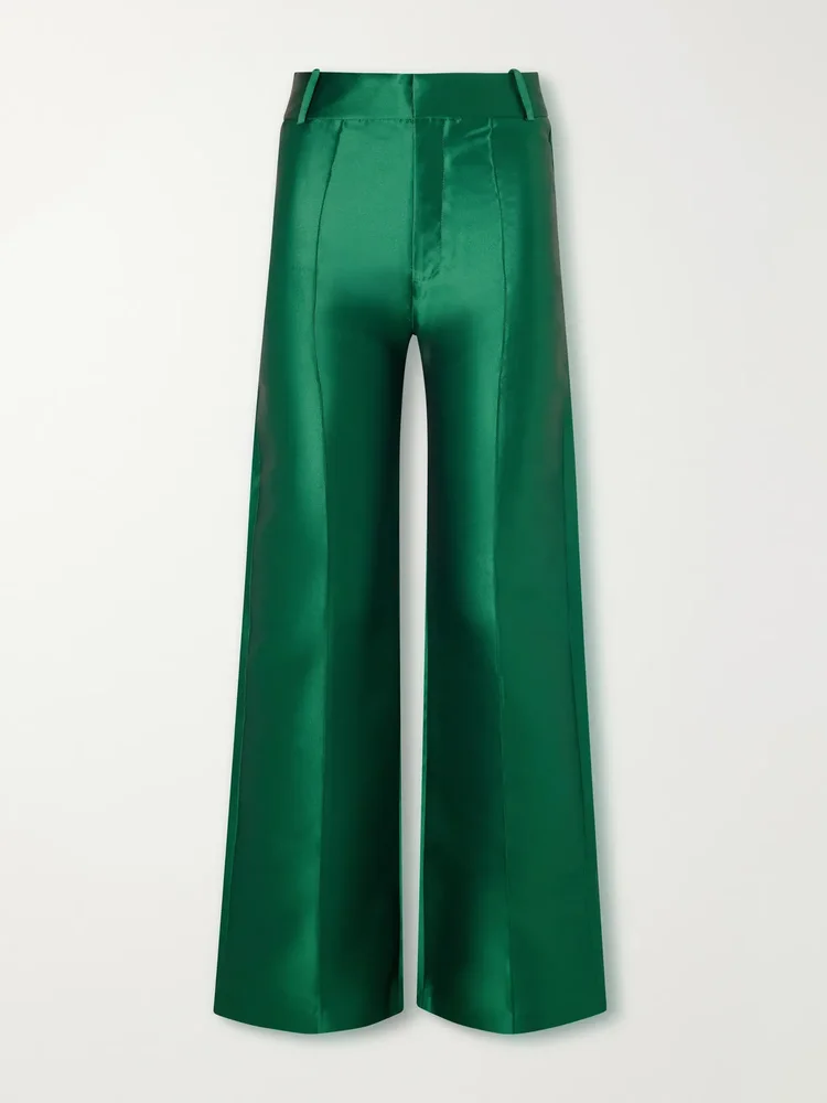 Yoshitomo pintucked taffeta straight-leg pants