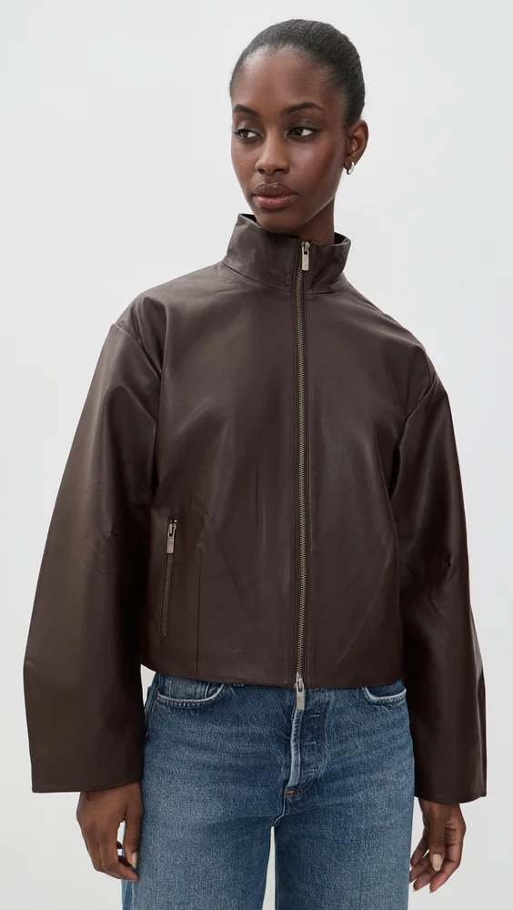 Cocoon Zip Leather Jacket