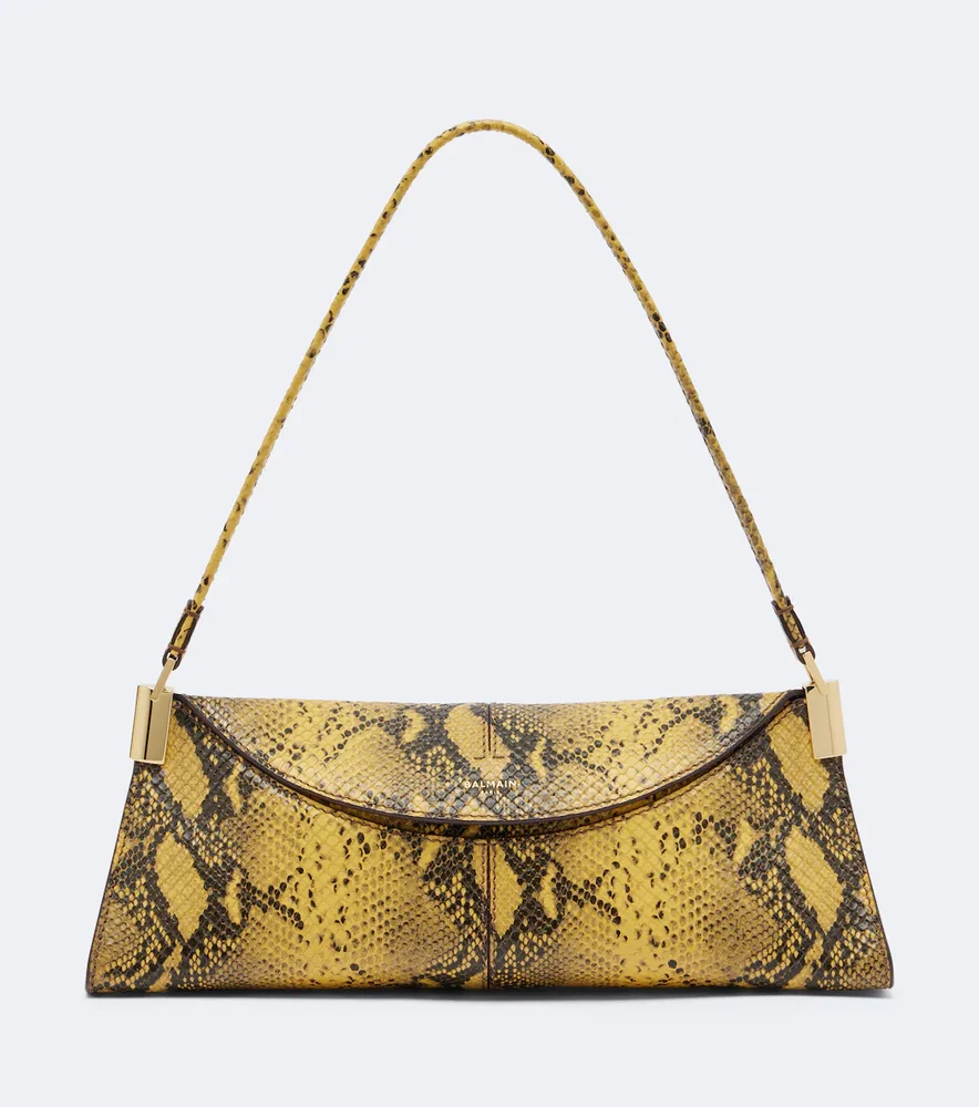 64-83 Small snake-effect leather shoulder bag