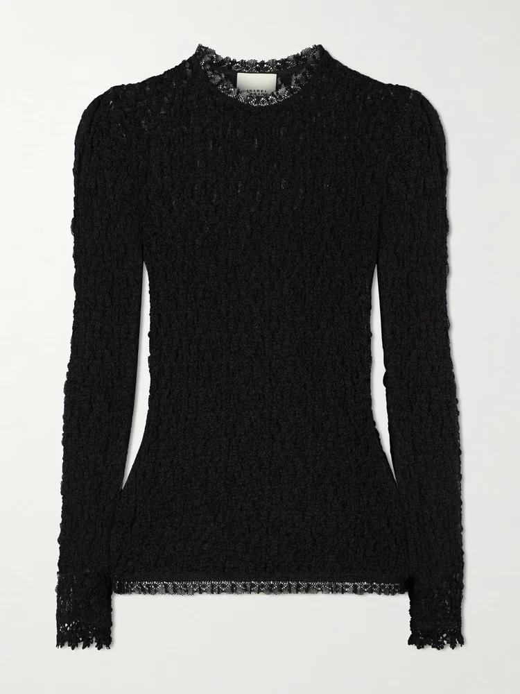 Brany scalloped stretch-lace T-shirt