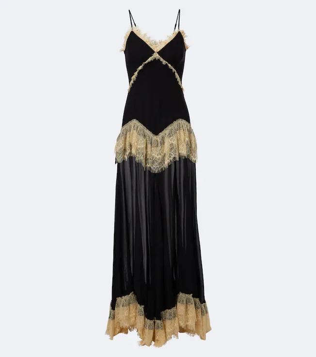 Estela lace-trimmed georgette maxi dress