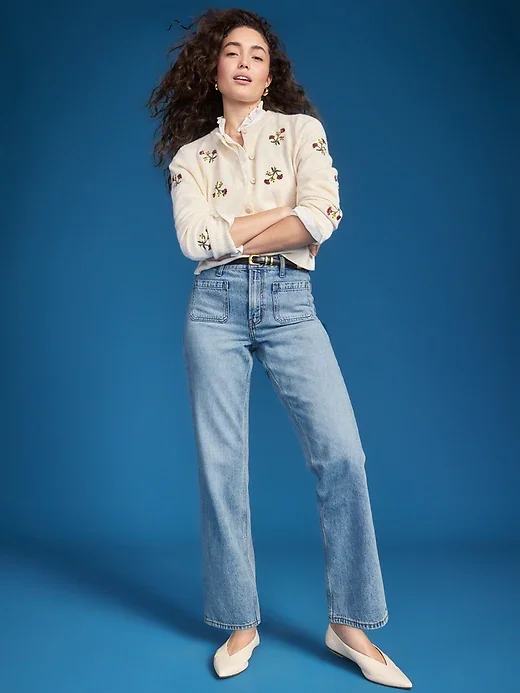 High-Waisted Straight Leg Jeans