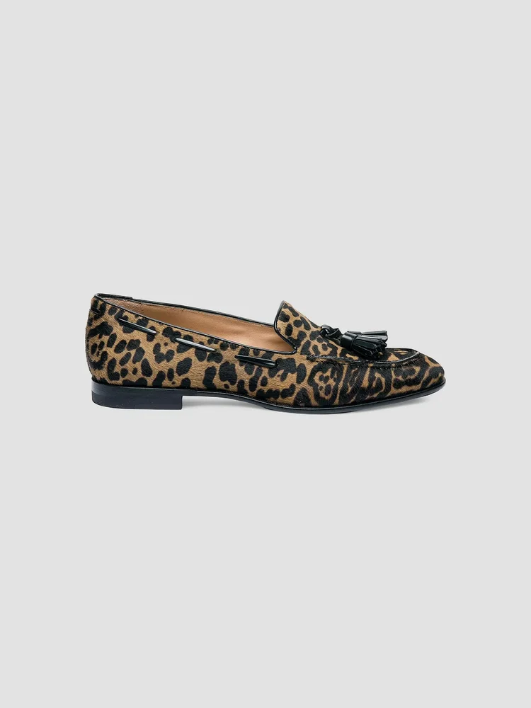 Andrea Leopard-Print Calf Hair Loafers