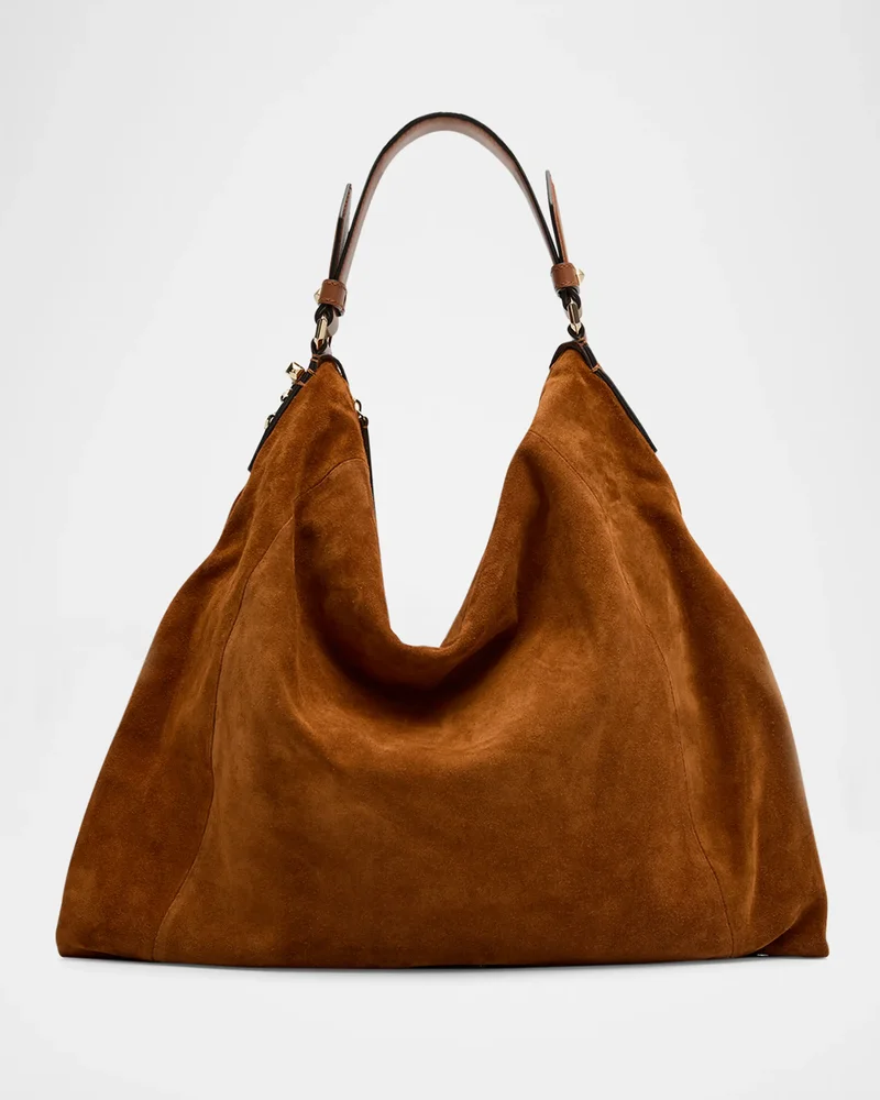 Ana Zip Suede Hobo Bag