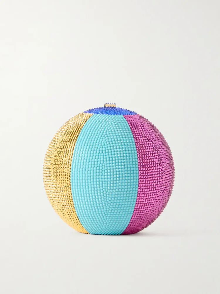 Sphere crystal-embellished gold-tone clutch