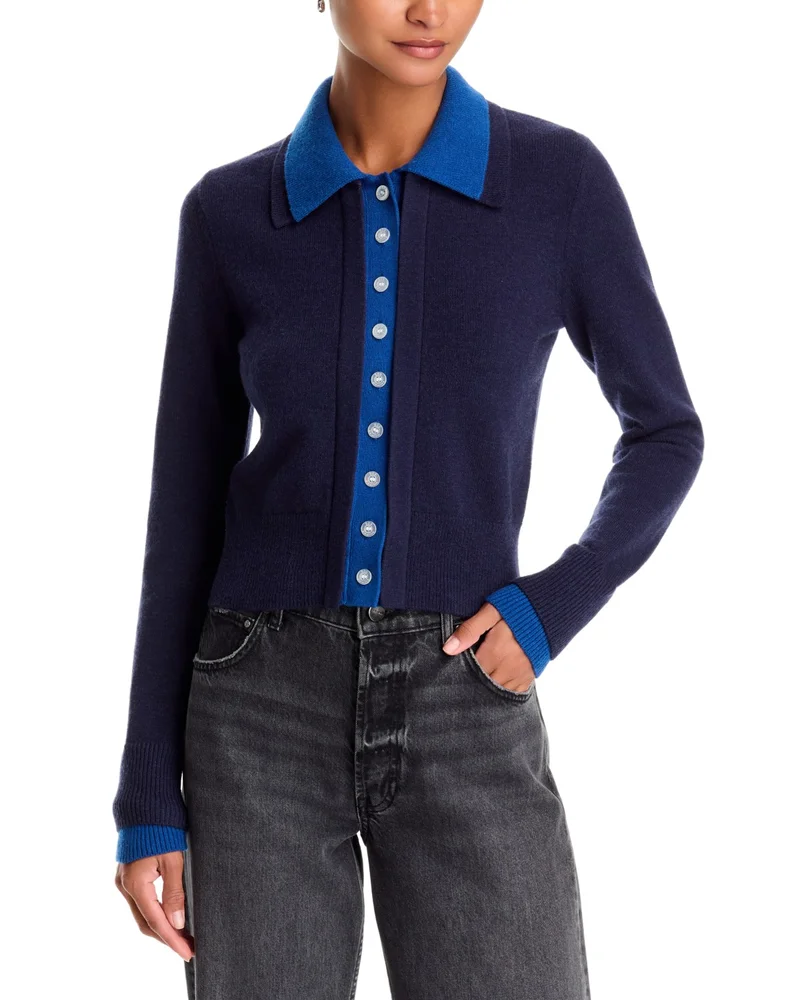 Priscilla Layered Look Polo Cardigan Sweater