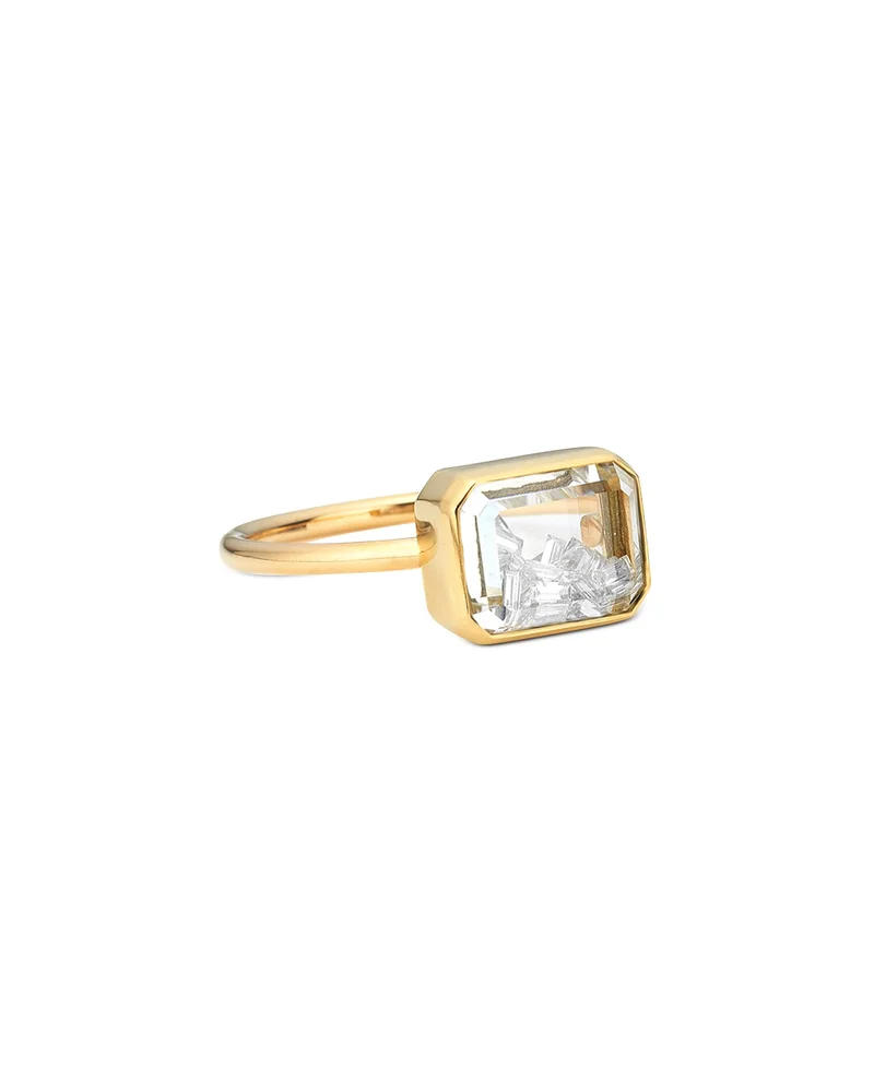 18K Yellow Gold Diamond Esmeralda Shaker Ring