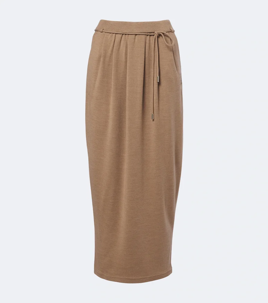 Virgin wool midi skirt