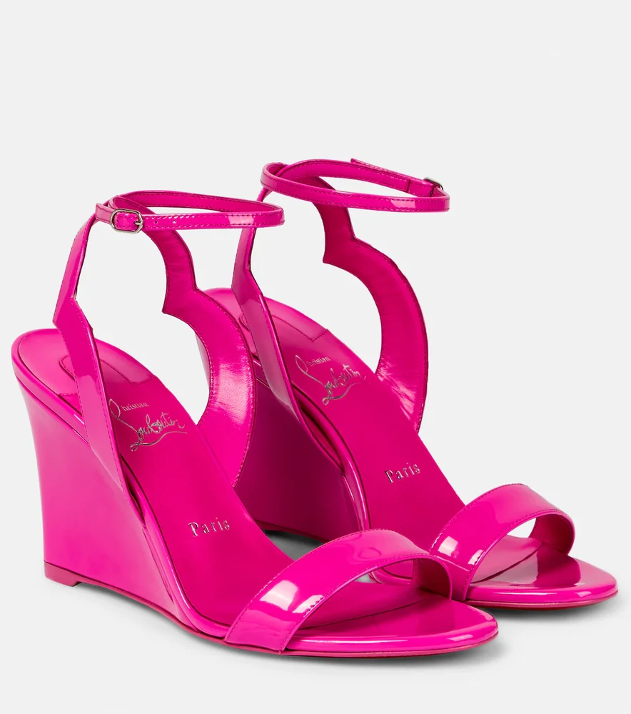 Patent Leather Wedge Sandals (Pink)