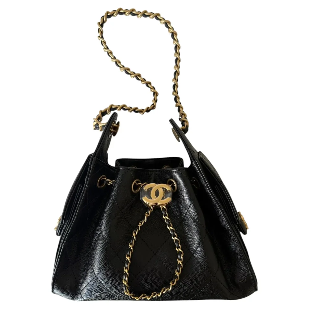 Pre-Owned 25 Mini Hobo Bag Black Caviar Antique Gold Hardware