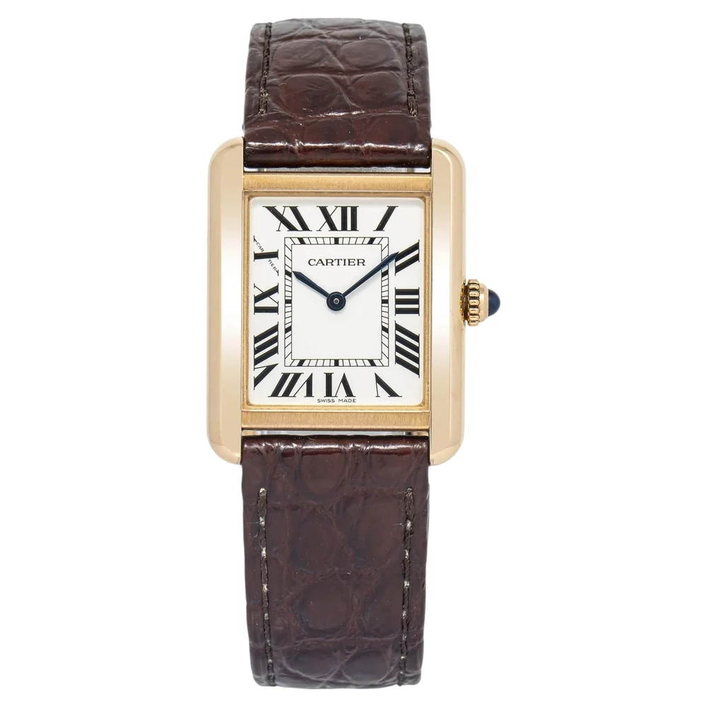 Pre-Owned Tank Solo W5200024 18K Rose Gold Silver Dial Quartz
