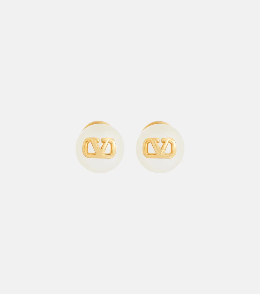 VLogo faux pearl earrings