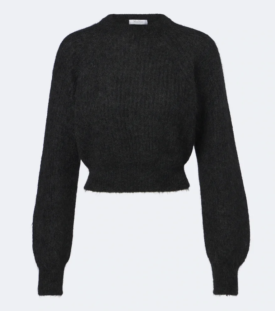 Cropped mohair and wool-blend sweater