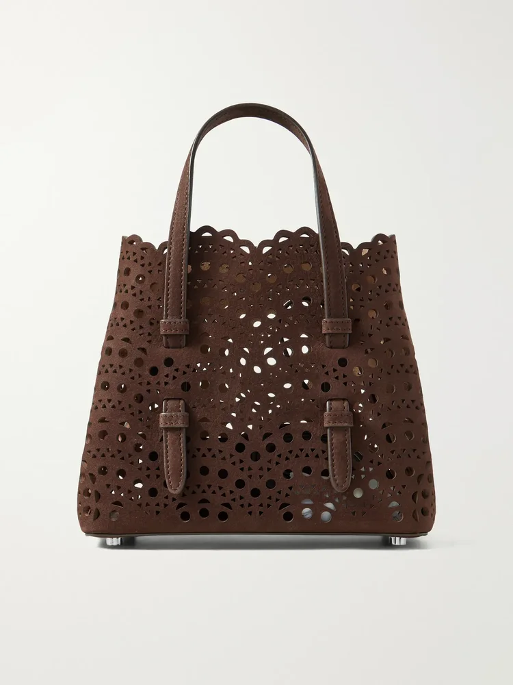 Mina laser-cut suede tote