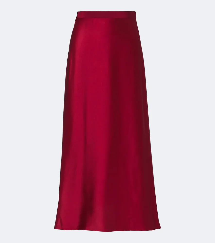 Carina asymmetric satin maxi skirt