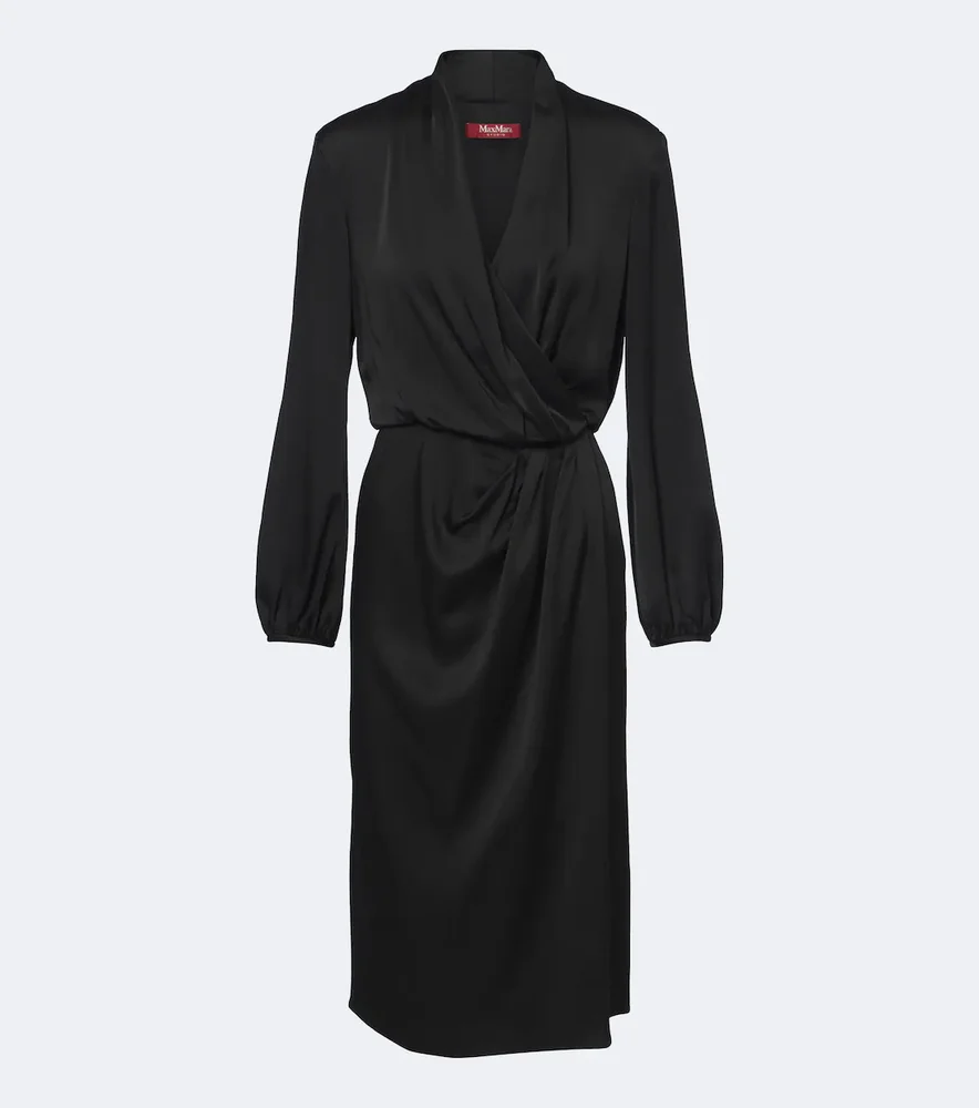 Elegante draped satin midi dress