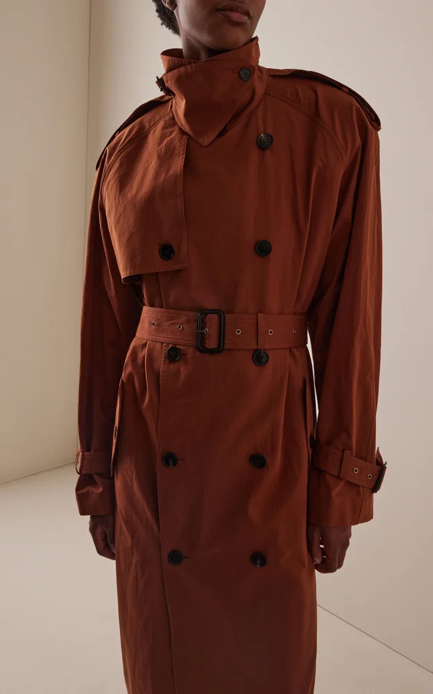 Water-Repellent Cotton-Silk Canvas Trench Coat