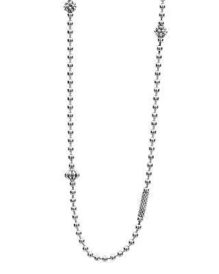 Sterling Silver Caviar Icon Necklace, 16"